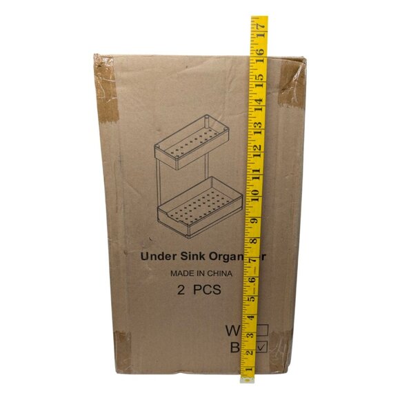 Under Sink Organizer Black Plastic 2 Tier Multipurpose Kitchen Bathroom Storage - Picture 9 of 9